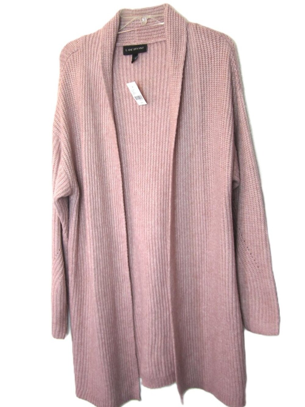 Lane Bryant NEW 14 / 16 Long Cardigan Sweater Open Front Dusty Pink Rose Mauve